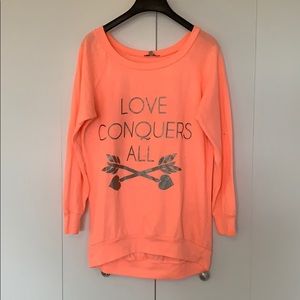 Bright coral longer sweatshirt
